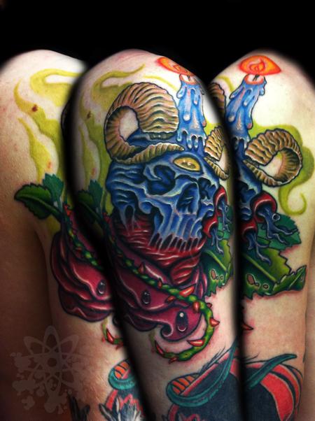 Tattoos - Rose heart skull - 63927