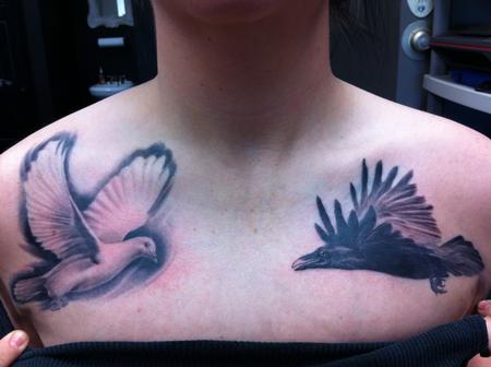 Tattoos - birds on chest - 70581