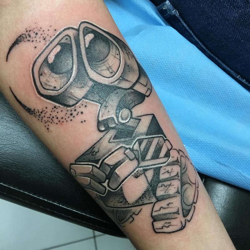 My WallE Tattoo Done in 2017 3 years healed Done by Steve Oker  Electric Gold Tattoo Co St Pete FL  rtattoos