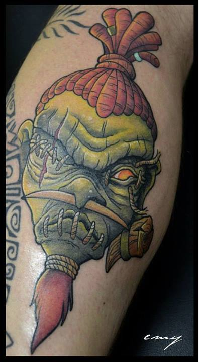 Shrunken Head by Dillon Eaves at Charnel House  Object Tattoos  Last  Sparrow Tattoo