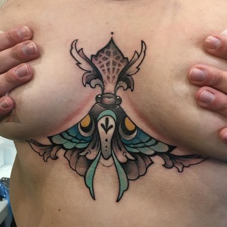 Tattoos - Underboobs moth  - 137859