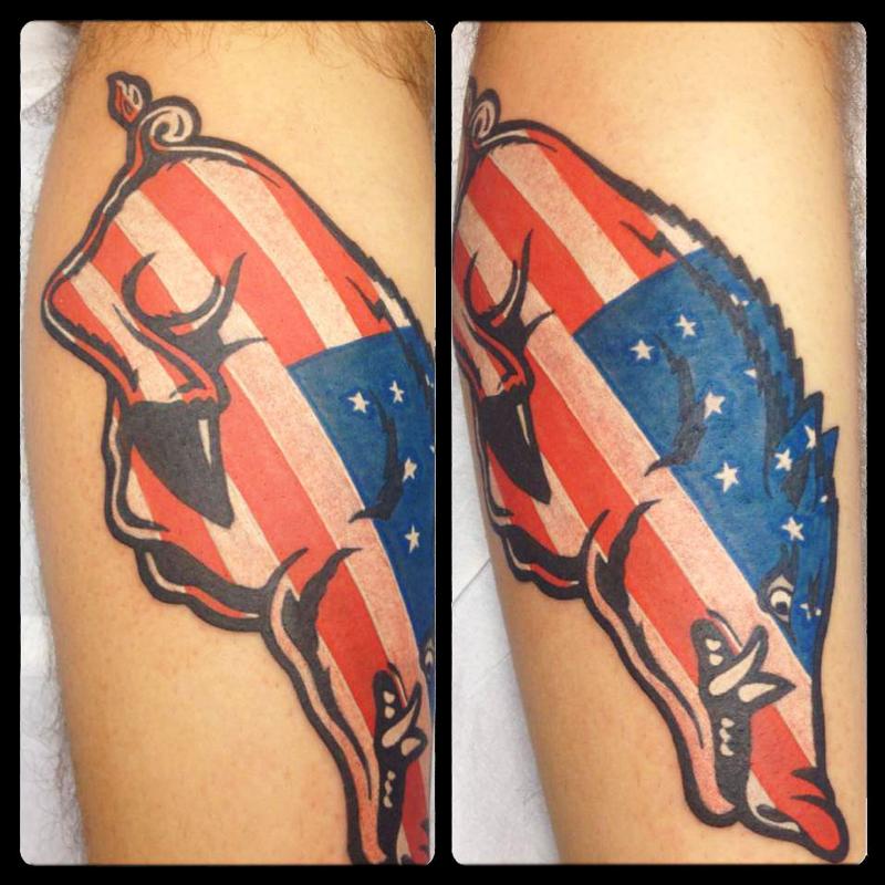 American Flag Razorback by Mason: TattooNOW
