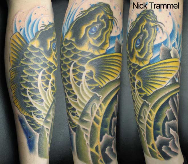 Yellow And Black Koi By Nick Trammel Tattoonow