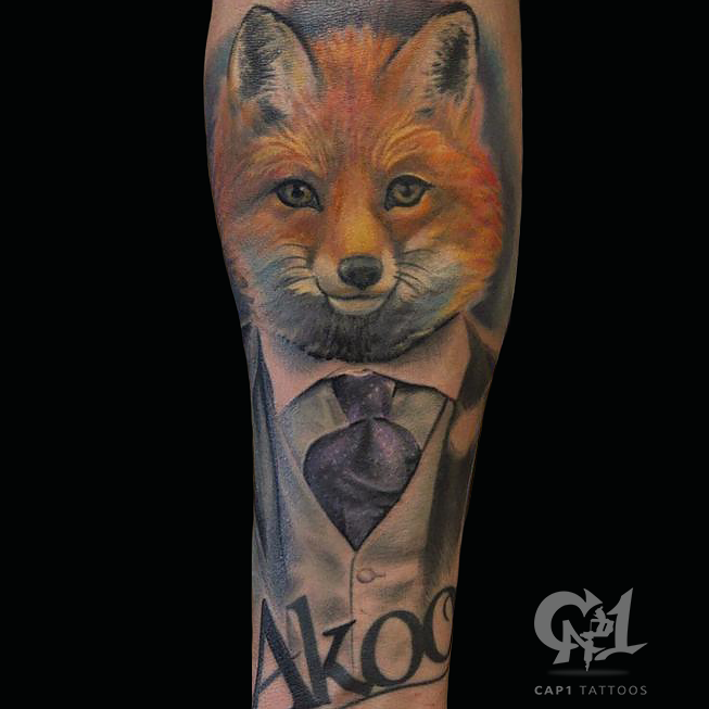 Watercolor style fox tattoo on the left forearm  Official Tumblr page  for Tattoofilter for Men and Women
