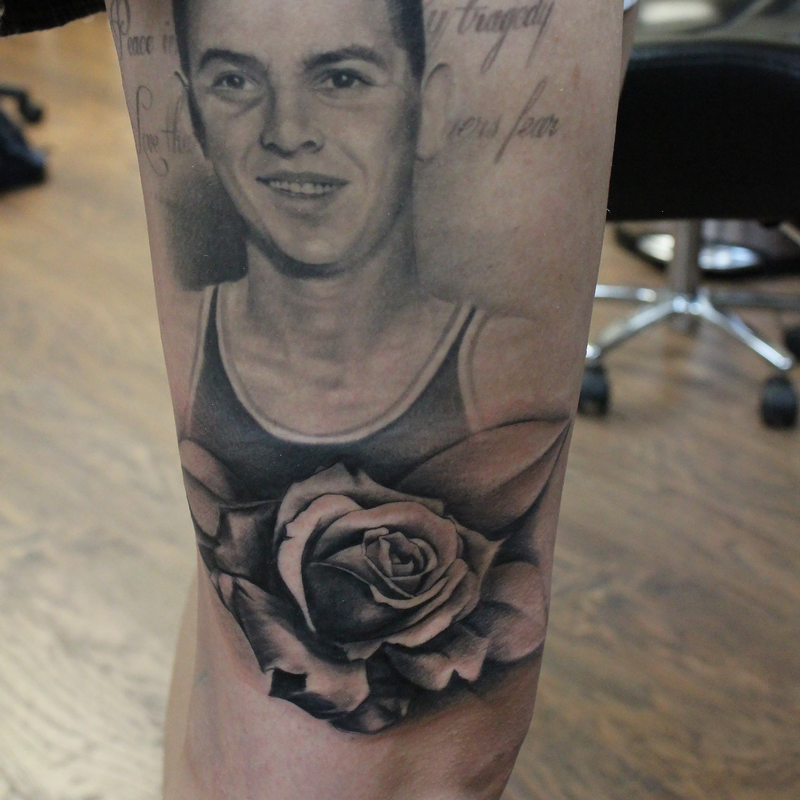 Rose Addition to Realistic Portrait by Capone TattooNOW