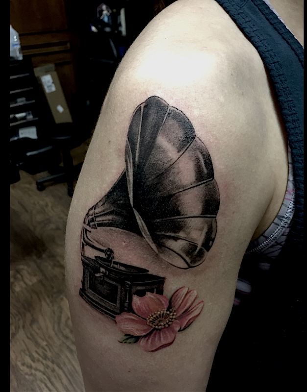 Vintage Record Player Tattoo by Capone: TattooNOW