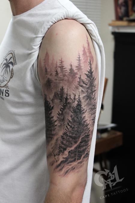Tattoos - Pine tree forest tattoo - 132667