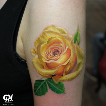 Capone - Realistic Color Rose Tattoo