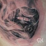 Tattoos - Bite the Bullet Smoking Rib Cage Tattoo (Closeup) - 123194