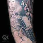 Tattoos - Realistic Guitar Headstock Tattoo - 123007