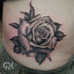 Tattoos - Black And Grey Rib Cage Rose Tattoo - 122867