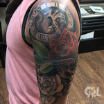 Tattoos - Mechanical Clock and Roses Sleeve  - 122907