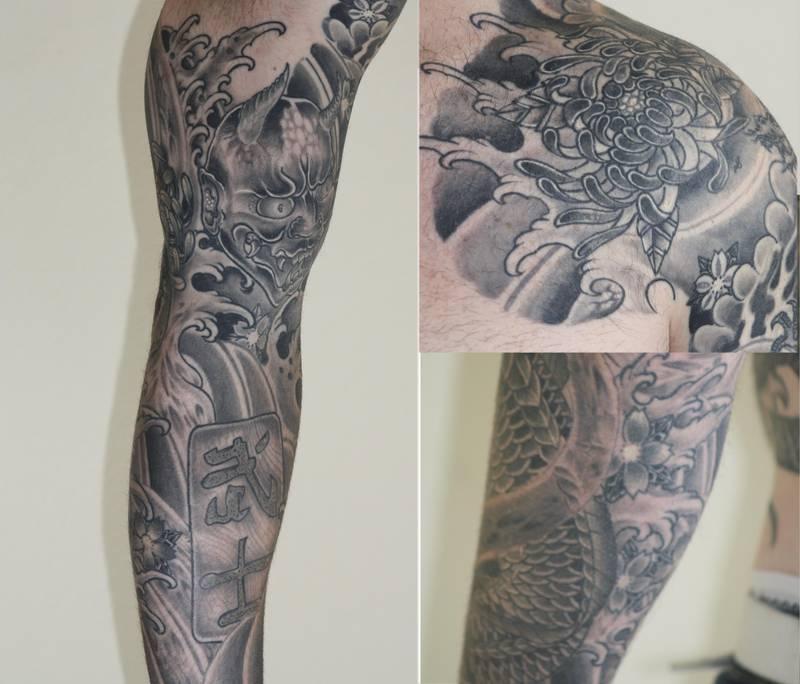 Japanese Ink on Instagram Incredible Japanese black and grey leg sleeve  tattoos by tristentattoo These are unreal irezumi legtattoo  japanesetattoo