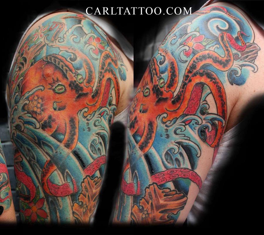 Premium Vector  Octopus ocean fishes big underwater monster wild squid  hand drawn marine tattoo template