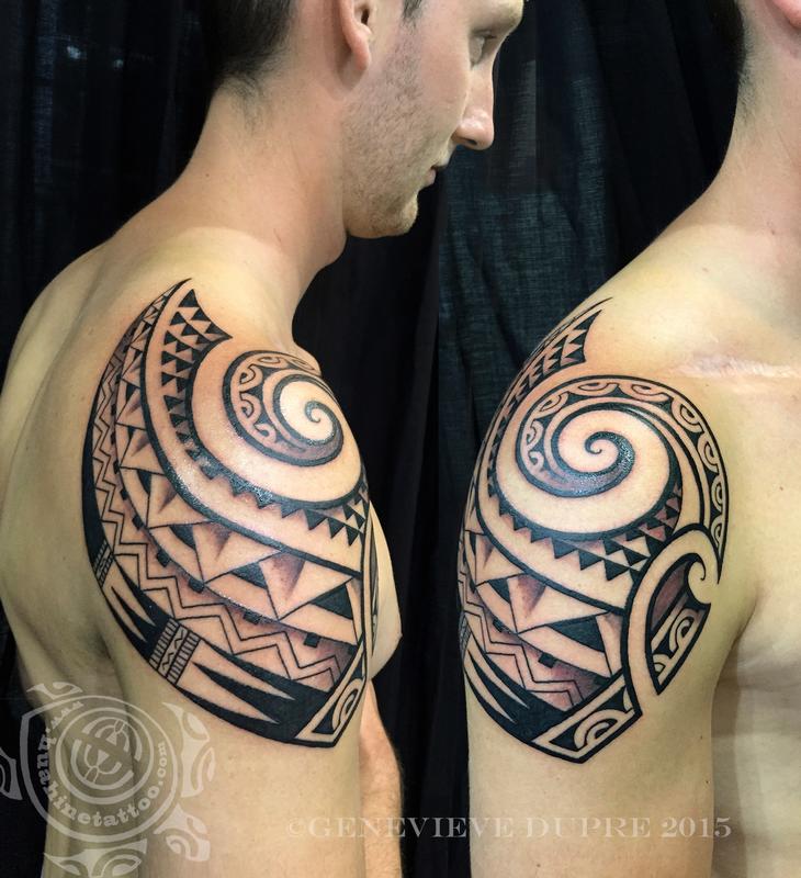 Hawaiian Tribal Tattoo On Man Right Shoulder Polynesian Tattoos  फट शयर