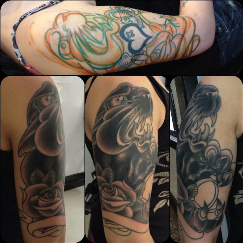 One round left on backgroundPanthercoverup Skin deep tattoo gallery  Pittsburgh  rtattoos
