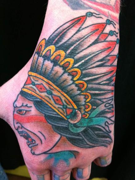 Indian head hand tattoo by Chris Smith: TattooNOW