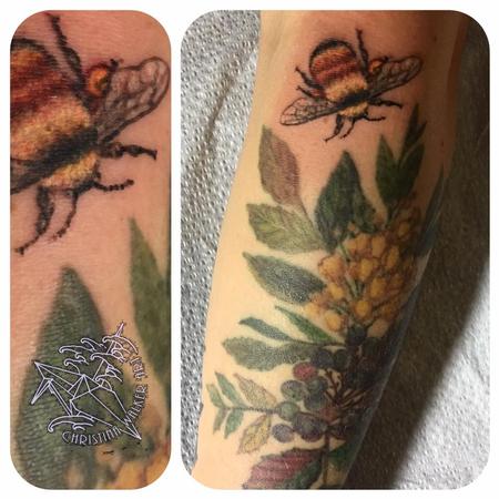 Tattoos - Bee and Oregon grapes - 125740
