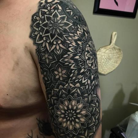 Tattoos - Mandala and geometric half sleeve in progress - 134260
