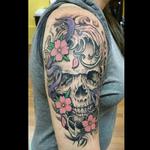Tattoos - skull and blossoms - 103883