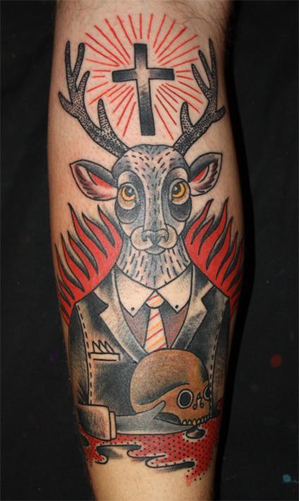 prompthunt full american traditional abstract tattoo art of a deer  playing fine detail sheet paper