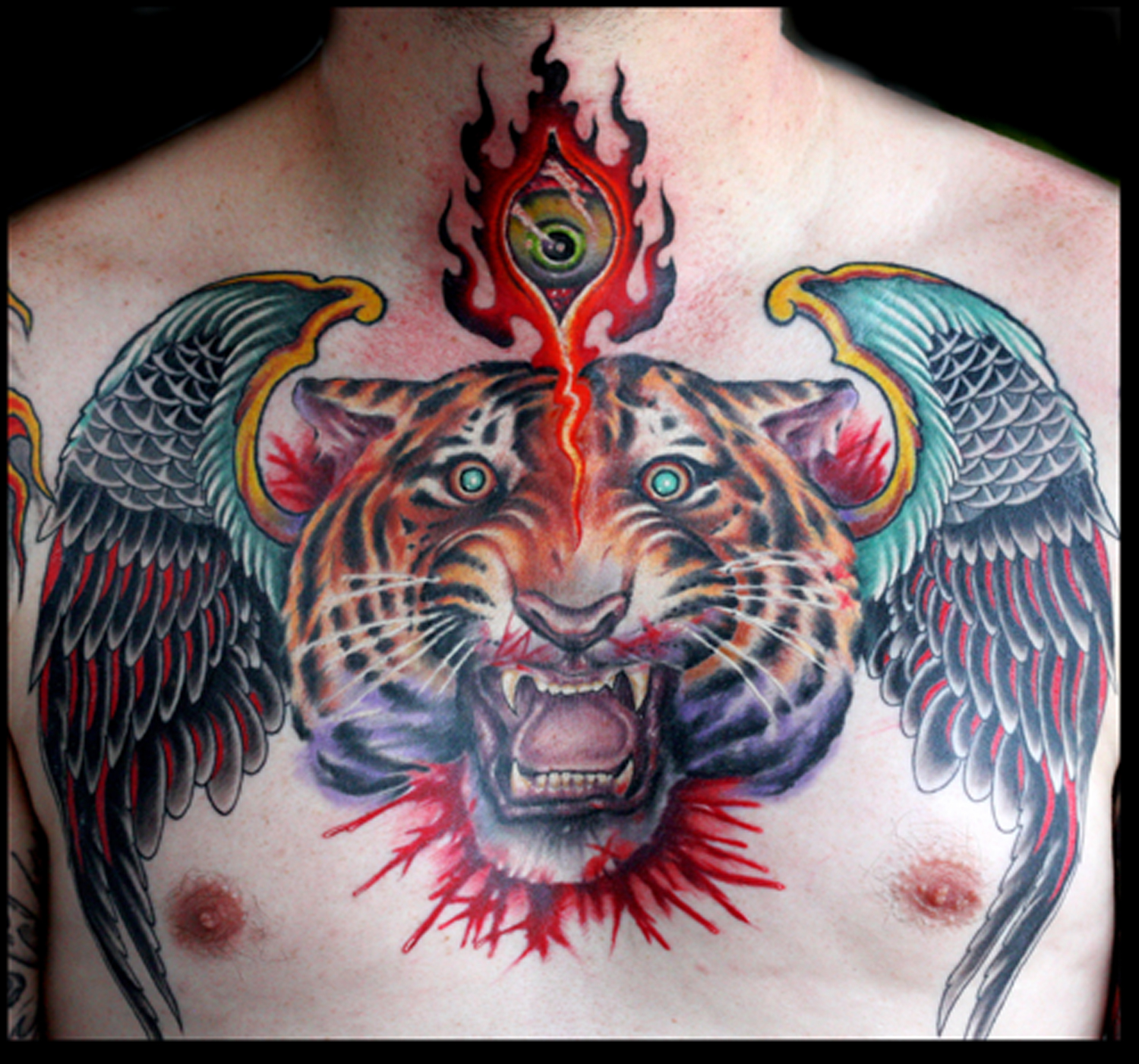Tiger on chest by Cory Norris: TattooNOW