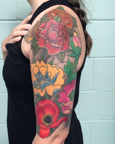 Amazing Floral Sleeve Tattoo Designs  Floral tattoo sleeve Half sleeve  tattoos color Sleeve tattoos for women