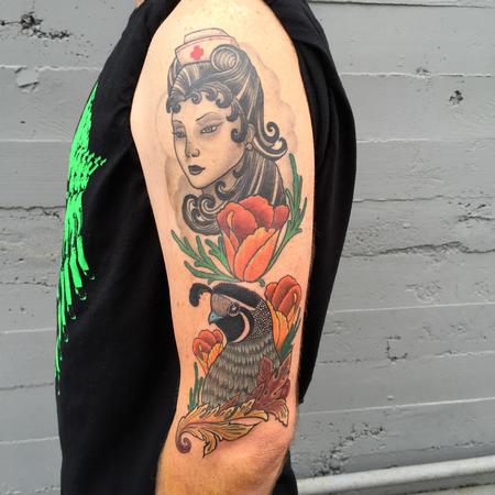 Tattoos - Nurse and Quail Half Sleeve in progress  - 116550