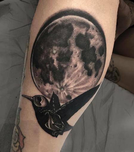 Tattoos - Xray hummingbird with moon - 122805