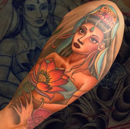 Tattoos - QUAN YIN AND ORCHIDS - 132336