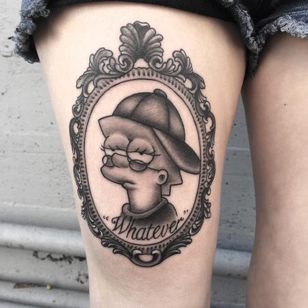 Tattoos - Black and Grey Lisa Simpson Cameo - 116872