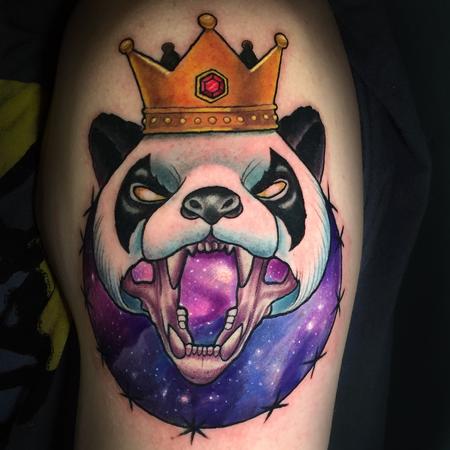 Tattoos - Cosmic king Panda Skull - 132546