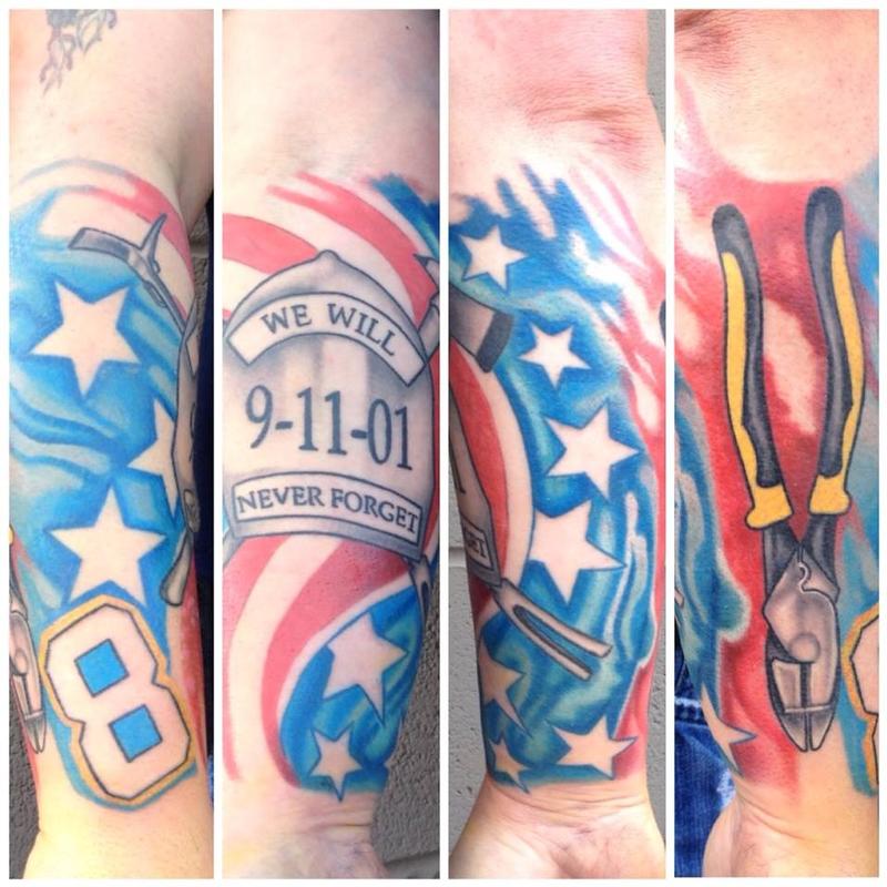 9/11 tributre and linesman pliers by Daniel Adamczyk TattooNOW