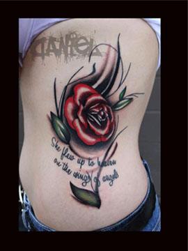 Side rose with quote - Fishink Tattoo