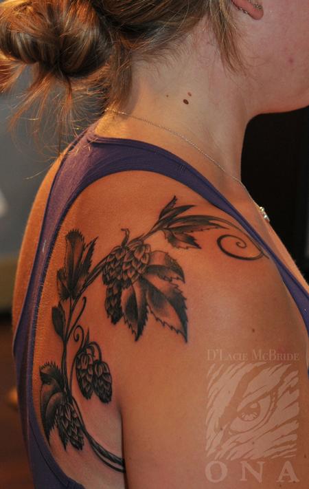 Oregon grape flower tattoo by DLacie TattooNOW