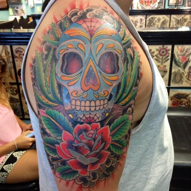 Candy Skull Tattoo Sleeve