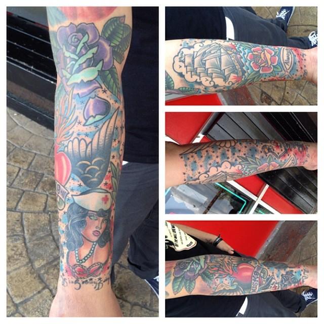 Nautical themed half sleeve and filler by William: TattooNOW