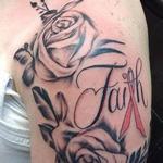 Tattoos - cancer ribbon and rose - 123069