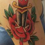 Tattoos - traditional rose and dagger - 111647