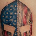 Tattoos - American flag Spartan helmet - 123819