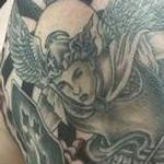 Tattoos - St. Michael archangel slaying the dragon half sleeve - 126905