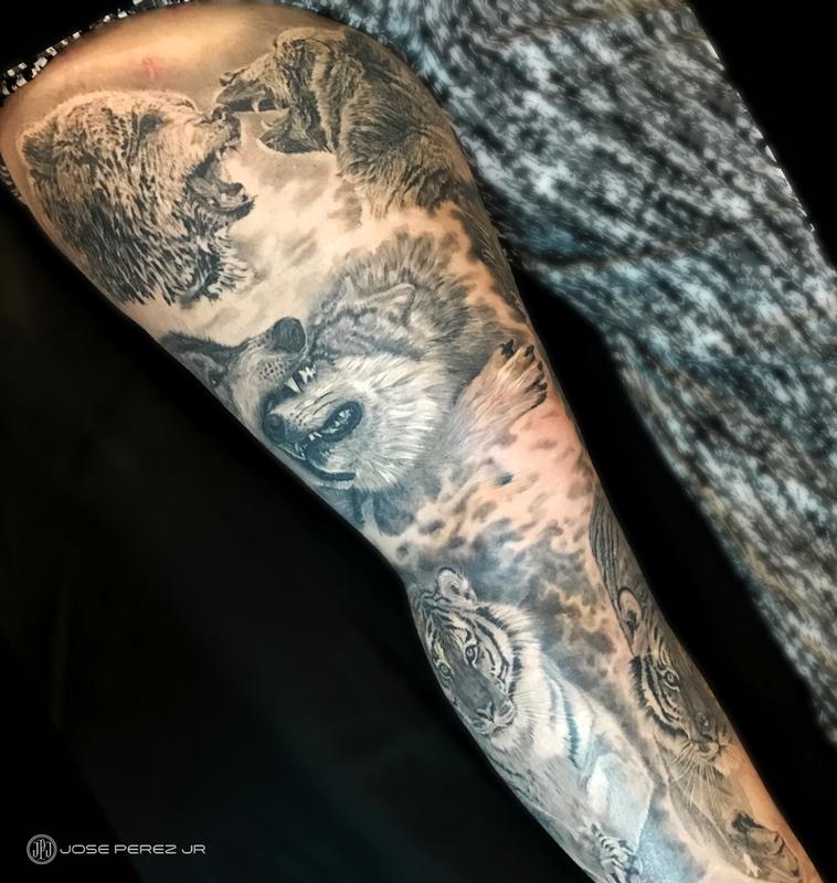 Animal leg sleeve by Jose Perez Jr: TattooNOW Animal leg sleeve by Jose Perez Jr: TattooNOW