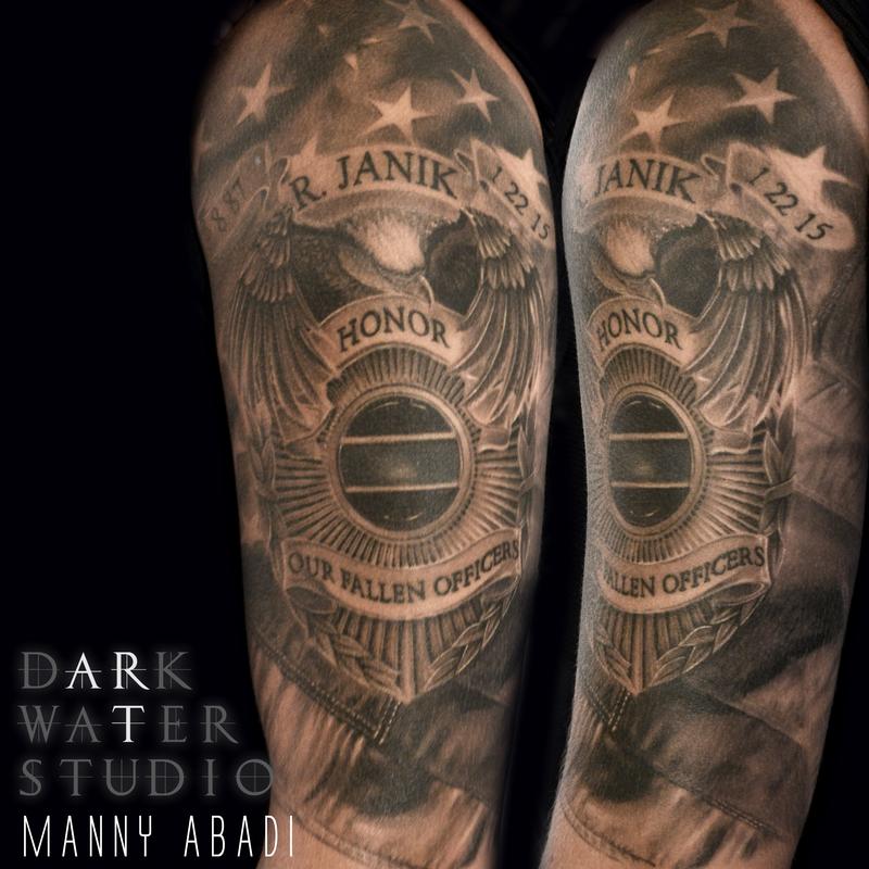 Police Badge American Flag by Manny Abadi: TattooNOW