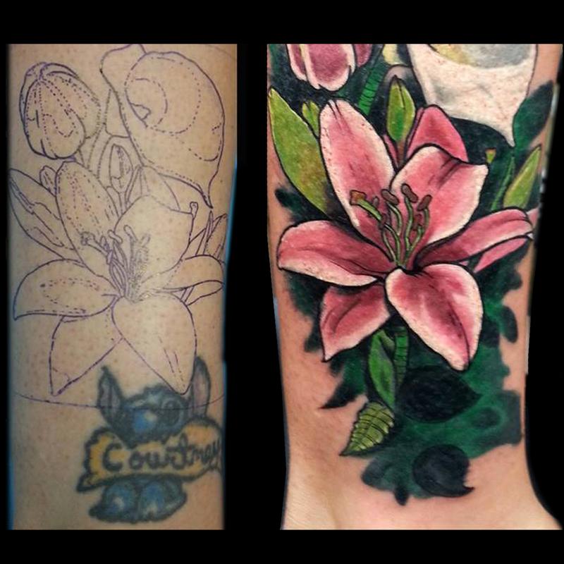 coverup tattoo of lily  hautedraws