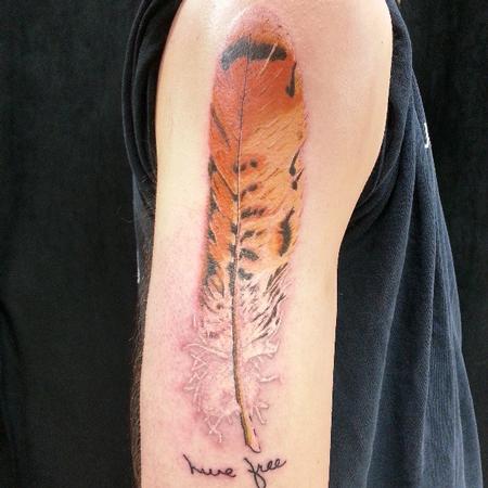 RedTailed Hawk Tail Feathers by David Skolz at Voluta Tattoo  Indianapolis IN  rtattoos