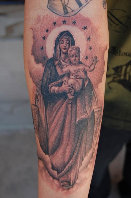Tattoo uploaded by Lanny Hoang • Virgin Mary and Baby Jesus • Tattoodo