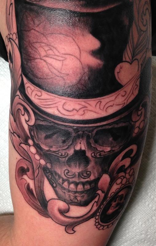 Skull With Top Hat By Mr Jones Tattoonow