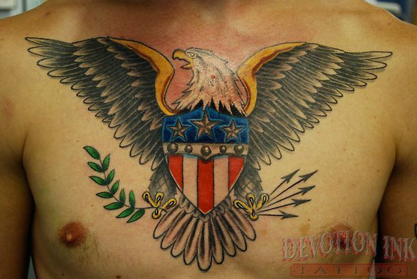 Tattoo uploaded by David • #neotraditional #neotraditionaleagle #america # shield #color • Tattoodo