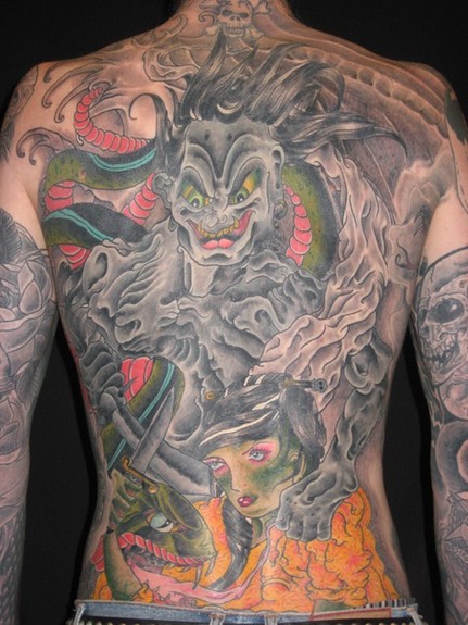 Tattoos - Asian inspired snake back piece - 52007