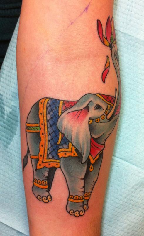 Colorful abstract elephant tattoo  Tattoogridnet